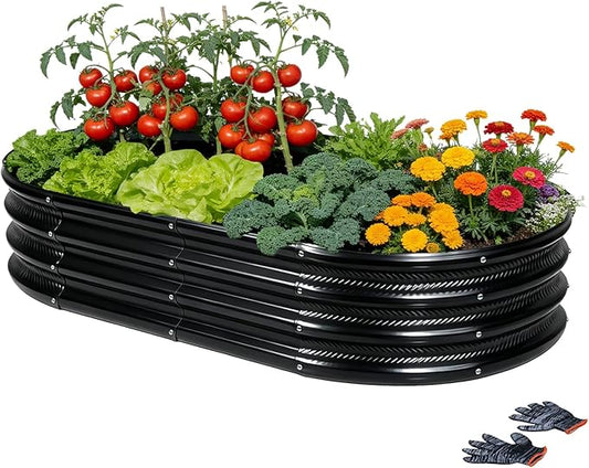 6×3×1 ft Black Metal Galvanized Raised Garden Bed, Easy Assembly Outdoor Garden Planter for Gardening Fruit, Vegetables, Flowers & Herbs