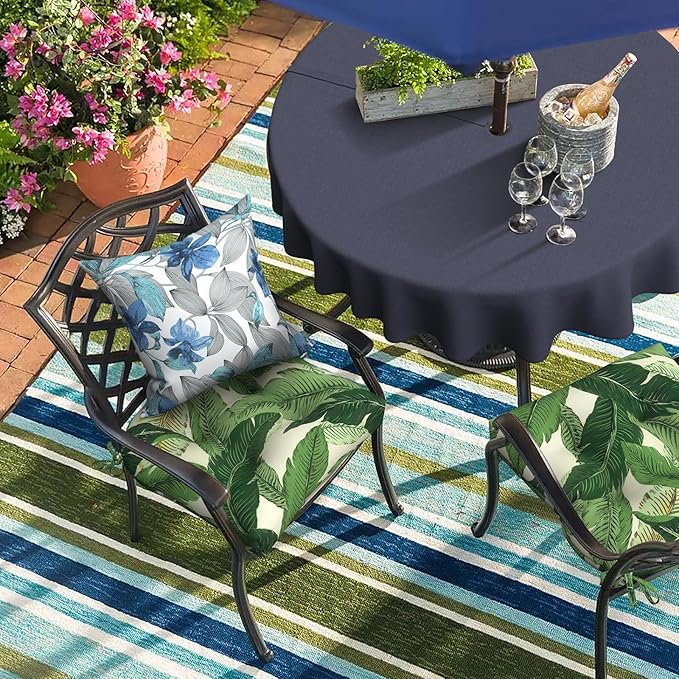 DYTXIII Set of 2 Outdoor Chair Cushions 19"x19"x4", Water Repellent Tufted Patio Seat Cushions with Ties, Thick Replacement Pads for Wicker Dining Chairs, Patio Furniture, Swaying Palms Green