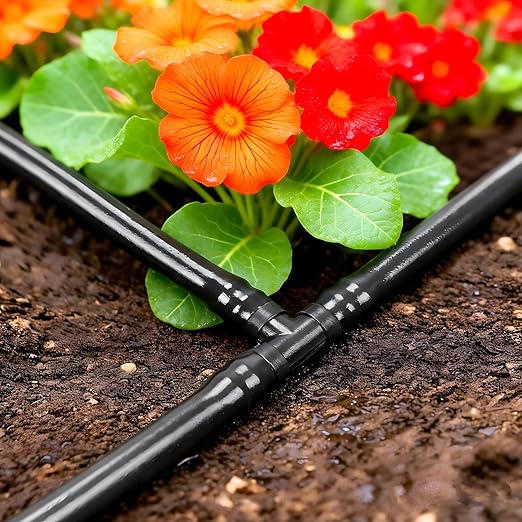 60 Pack Drip Irrigation 1/4" Barbed Tee Fittings, Drip Line Barbed T Connectors for 1/4 Inch Irrigation Tubing Micro Irrigation Connection Parts for Garden Sprinkler Systems