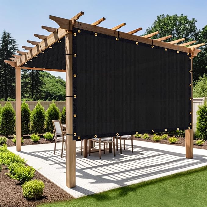 Shade&Beyond Customized Size 12' X 21' Shade Cloth with Grommets, 90% UV Protection UV Protection Mesh Tarp Sun Screens for Patio GN01, Black