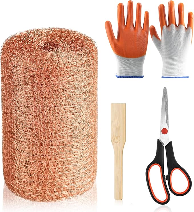 Copper Mesh Rodent Control, 5 in x 50 ft Wire Screen Roll for Mice Rat Rodent, Bat & Snail, Copper Mesh Roll for Weep Hole Filler, DIY Pest Blocking for Home and Garden