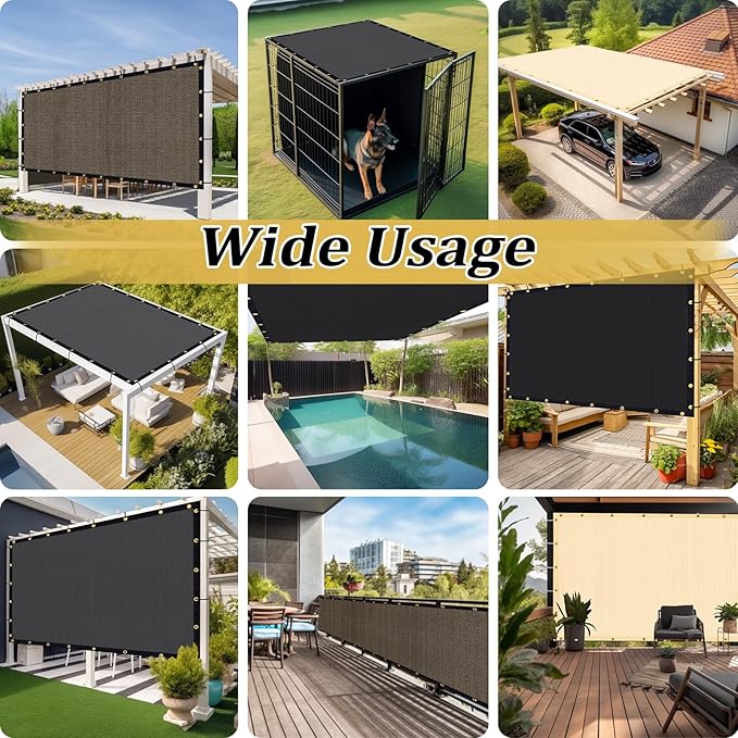 Shade&Beyond Customized Size 5' X 13' Shade Cloth with Grommets, 90% UV Protection UV Protection Mesh Tarp Sun Screens for Patio GN01, Light Gray