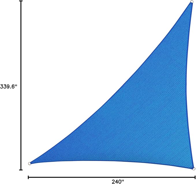 ShadeMart 20' x 20' x 28.3' Blue Right Triangle Sun Shade Sail UPF50 Canopy smTAPT08 Cloth Screen, Water Air Permeable & UV Blockage, Commercial Grade, Carport Patio Outdoor - (We Customize Size)