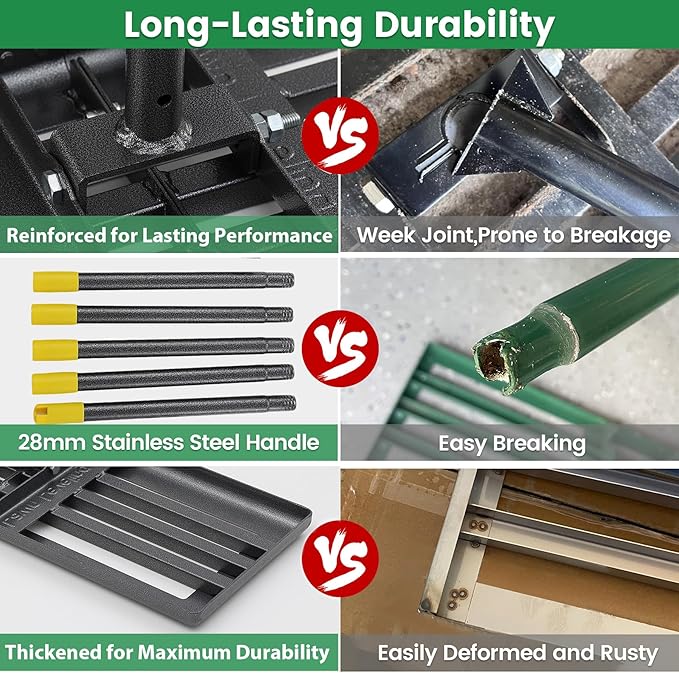 Lawn Leveling Rake - Heavy Duty 30" x 10" Lawn Leveler,Anti-Flip Edge, Adjustable 6FT Handle, Folding Plate for Yard, Soil, Sand, Topsoil,Gravel - Garden Ground Top Dressing,Landscaping tool