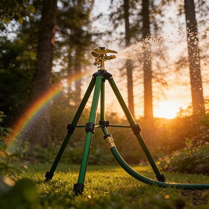 LIULO TOOL 2-Pack Large Impact Sprinkler on Tripod Base, Heavy Duty Zinc Alloy Sprinkler for Yard with Adjustable Head and Extendable Tripod, 360 Full Coverage Irrigation Tool for Lawn Garden