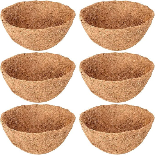 Legigo 6 Pack 12 Inch Hanging Basket Coco Liners Replacement, 100% Natural Round Coconut Coco Fiber Planter Basket Liners for Hanging Basket Flowers/Vegetables