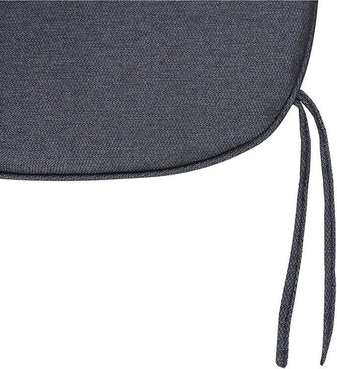 SleepMan Outdoor 17"x16" Chair Cushions with Ties Set of 6, Water Resistant All Weather U-Shape Seat Pads for Patio Garden Furniture Indoor Fade Resistant Patio Cushions (Grey Black)