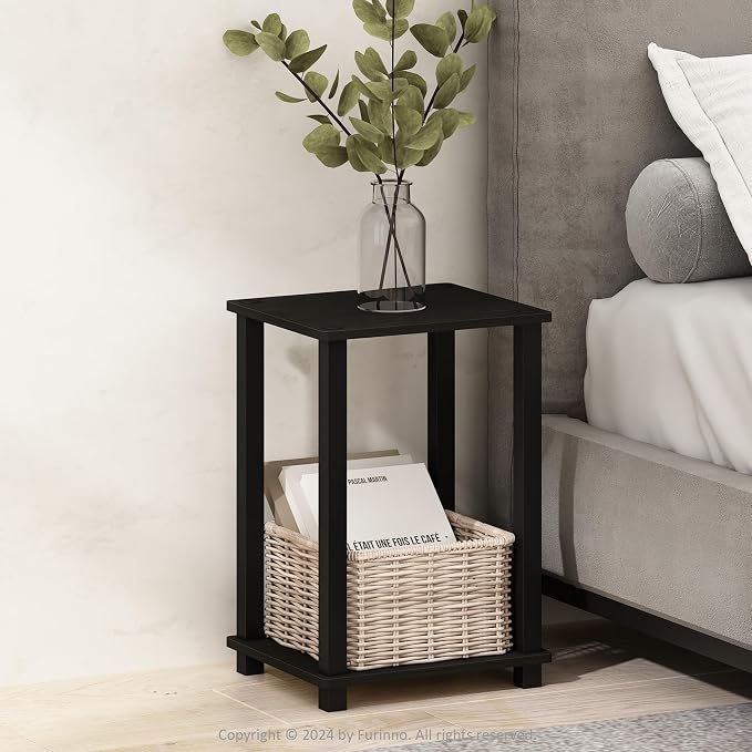 Furinno Simplistic Toolless 2-Tier Compact Night Stand, Espresso