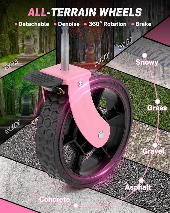 Gonex 220L Collapsible Foldable Wagon Cart with 360lbs Weight Capacity, 38''L Folding Utility Garden Cart with Detachable Wheels for Grocery Sports Shopping Camping - Pink