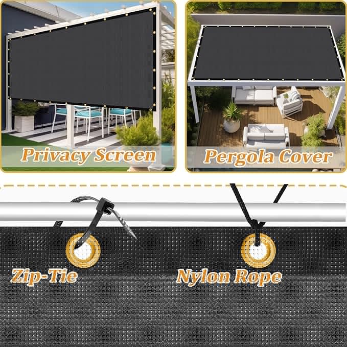 Shade&Beyond Customized Size 12' X 15' Shade Cloth with Grommets, 90% UV Protection UV Protection Mesh Tarp Sun Screens for Patio GN01, Dark Gray