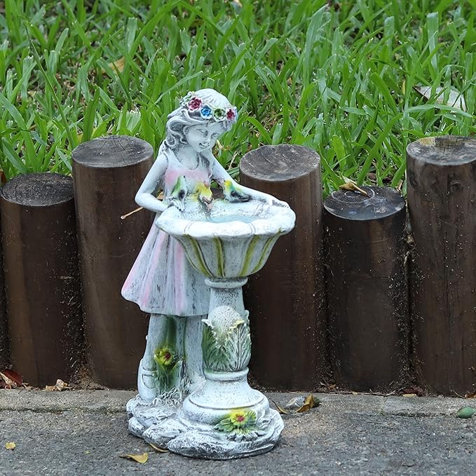 Voveexy Fairy Garden Statue, Solar Garden Angel Figurine with Color Changing Light Outdoor Decoration Waterproof Angel Sculpture for Patio Yard Lawn Porch Art Ornament Christmas Birthday Gift