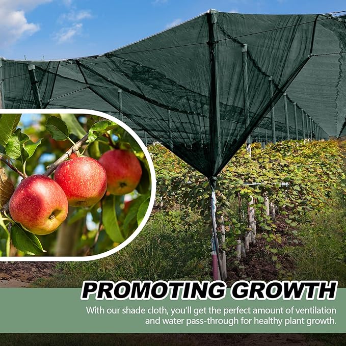 6 x 50 ft Green Shade Cloth Roll for Covering Garden 90% Mesh UV Resistant Net with Ties for Patio Outdoor Greenhouse Fence Flower Plant Cover Canopy