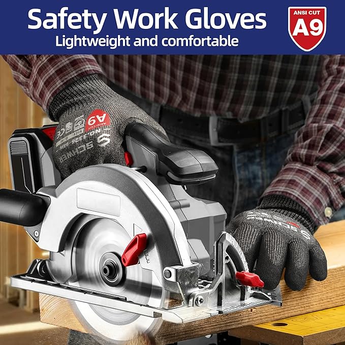 Schwer ProGuard High Level Cut Resistant Work Gloves PR3326 for Extreme Protection，ANSI A9 Cut Gloves with Reinforced Thumb, Non Slip, Durable, Touch-screen, Black 1 Pair（XXL）