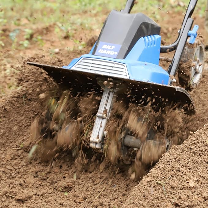 BILT HARD 16-Inch Corded Garden Tiller Cultivator, 13.5-Amp 6 Steel Tines Tillers with Adjustable Wheels & Foldable Handle, 8-Inch Tillling Depth Electric Rototiller for Lawn/Yard/Garden Soil Digging