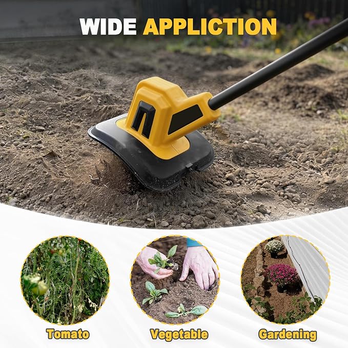 Cordless Tiller Cultivator Compatible with Dewalt 20V Battery(Tool Only), Electric Garden Tiller w/270 RPM, 48 Steel Tines, 8.7" Tilling Width, 6.3" Depth, Portable Rotary Tiller