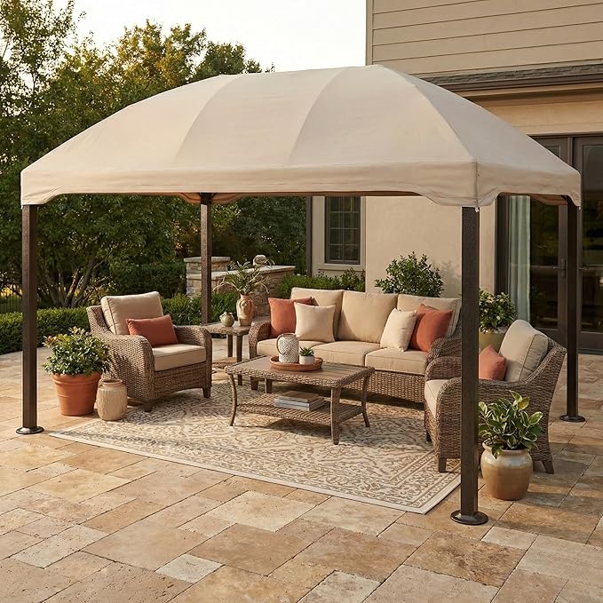 Garden Winds Durable 350 Replacement Canopy Top Compatible with Pomeroy Domed 10’ x 13’ Gazebo Model L-GZ702PST - Beige