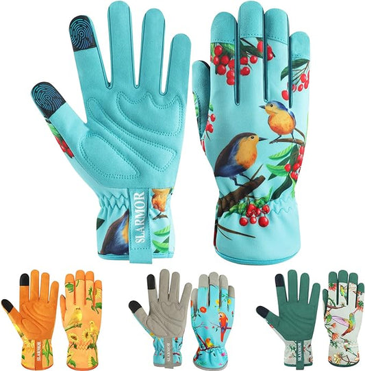 Leather-Gardening-Gloves for Women,Thorn-Proof Work-Gloves for Weeding,Digging,Planting,Pruning Yard garden Gloves