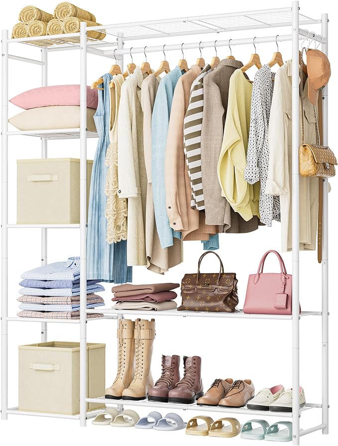 HOMIDEC Wardrobe Closet,Portable Clothes Rack with 4 Tiers Shelves