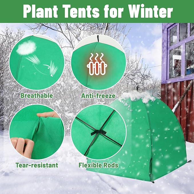 2 Pack Winter Plant Covers Freeze Protection, Shrub Covers Warm Plant Tents for Winter, Frost Protection for Outdoor Plants from Freezing Animals Eating (28" x 28" x 30")