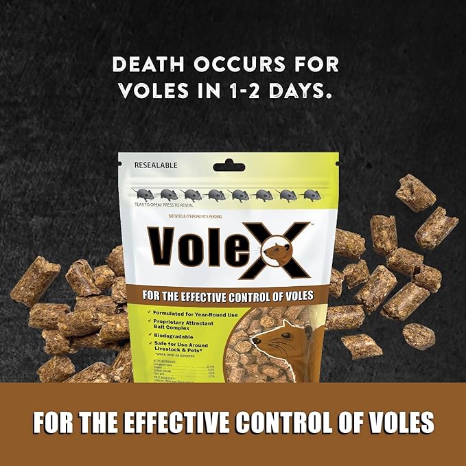 VoleX - Effective Against All Species of Voles. Safe for Use Around People, Pets, Livestock, and Wildlife (50 pounds)