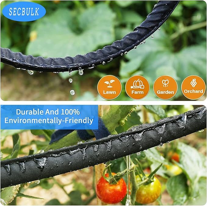Secbulk 2025 Flat Soaker Hose 10 ft for Garden, 10' Linkable Drip Hose Diy Garden Irrigation System Saving 80% Water, Dual-layer Leak-free Design Water Hose with Holes