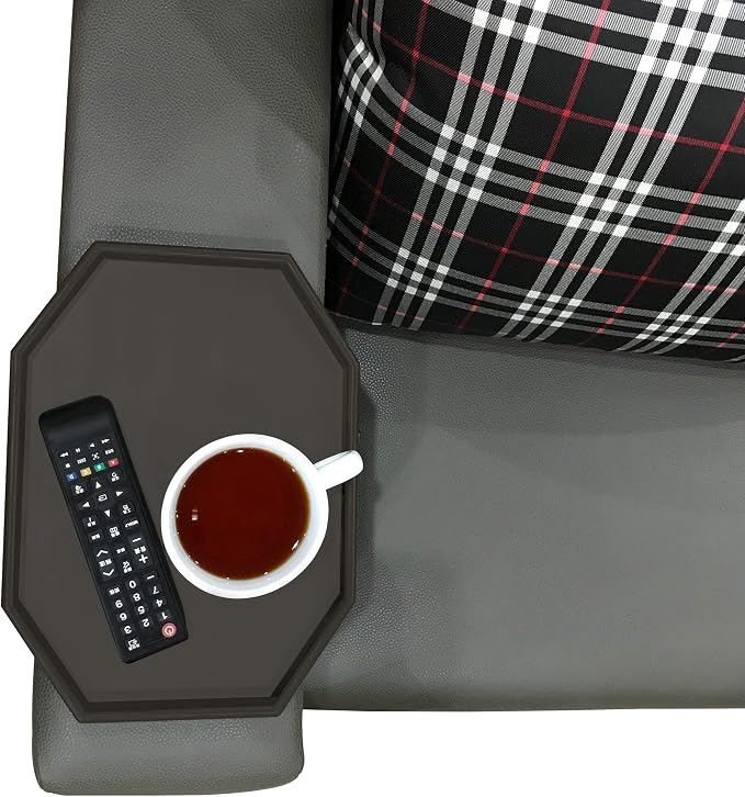 Clip-On Side Table for Sofa Armrest, Couch Tray for Drinks & Snacks(Cherry)