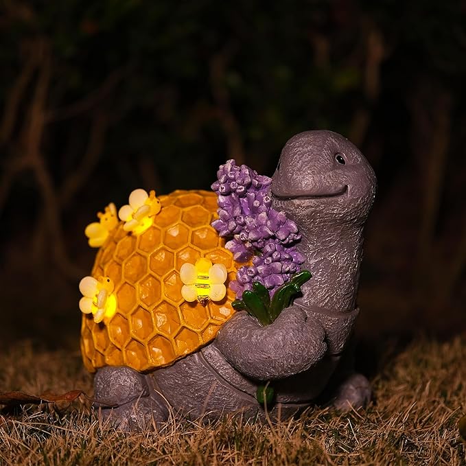 Zayton Solar Garden Outdoor Turtle Statues Yard Resin Decoration Gift Handmade Housewarming Gift for Patio Yard Lawn Waterproof Cracking