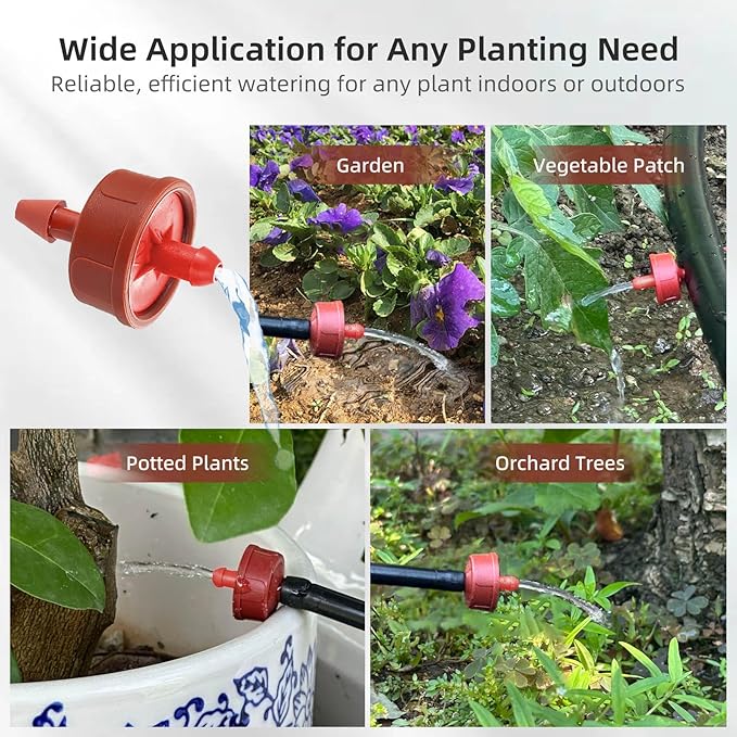60PCS 4 GPH Pressure Compensating Drip Irrigation Spot Watering Drippers/Emitters, Self-Cleaning Constant Flow Drip Irrigation Emitters Heads Irrigation Drippers Parts for Drip Irrigation System
