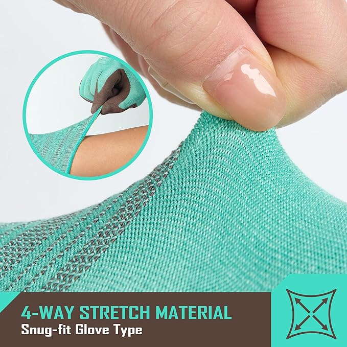 COOLJOB 2 Pairs Breathable Gardening Gloves for Women Large, Stretch Soft Modal Base with Non Slip Rubber Coating, Palm Dipped Grip Work for Gardener Worker in Lawn Yard Factory Garden