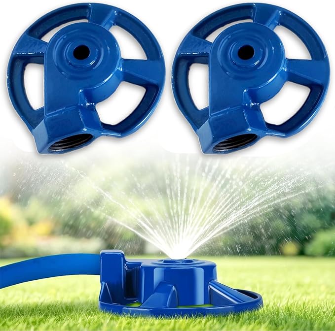 2 Pack Cast Iron Sprinkler Metal Lawn Sprinkler American Threaded Joints Water Sprinklers for Yard Garden Watering, Blue