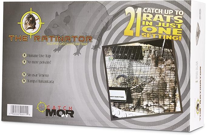Rugged Ranch 4‑Pack Ratinator Multi‑Catch Rat Trap, Wire Cage, 26.5"x16.5"x6" Each - Live Catch‑and‑Release, 2‑Door Humane Rodent Control, No‑Poison Outdoor Use