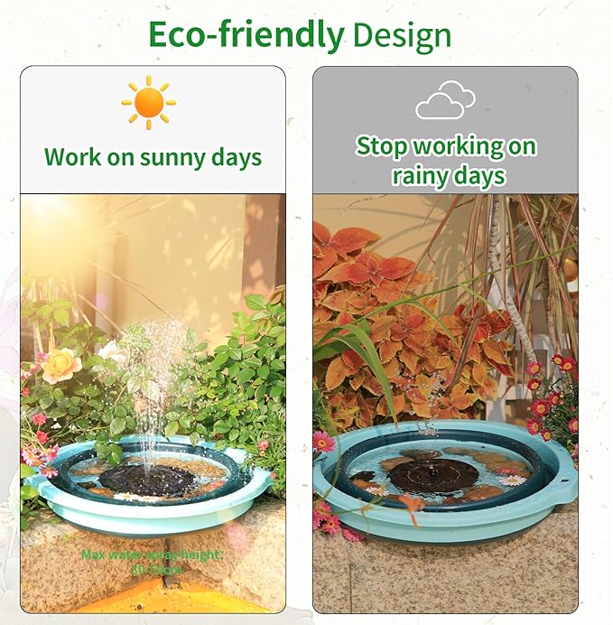 AMZtime 1.4W Solar Fountain with 4 Fixed Rods, 2026 Solar Fountain Pump with Upgraded Solar Panels, Solar Powered Floating Water Fountain Pump for Bird Bath, Garden, Ponds, Fish Tank and Outdoor
