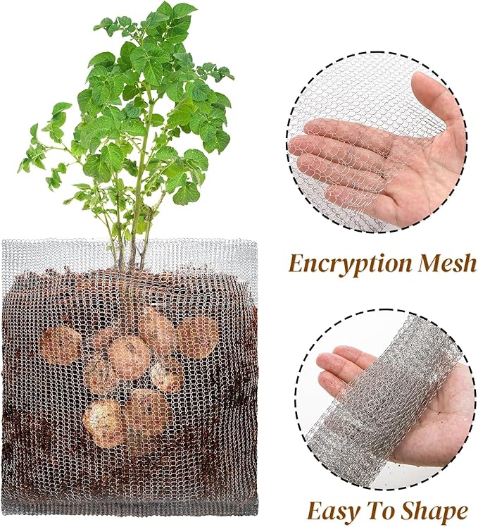Noamus 8 Pack Plant Root Guard Basket, 5 Gallon Gopher Mole Vole Mesh, Reusable Stainless Steel Plant Speed Wire, Heavy Duty Protector Animal Cages for Garden Trees Bulbs Flowers Vegetables Protection