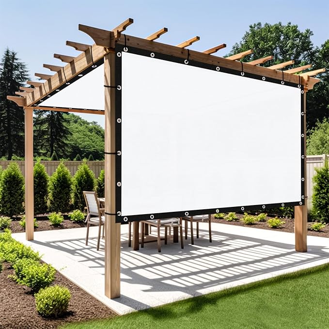 Shade&Beyond Customized Size 90% Sun Shade Cloth with Grommets, 7' X 8' Pergola Shade Cover Canopy, Mesh Tarp Sun Screens for Patio, Outdoor, Garden, Backyard GN01, White
