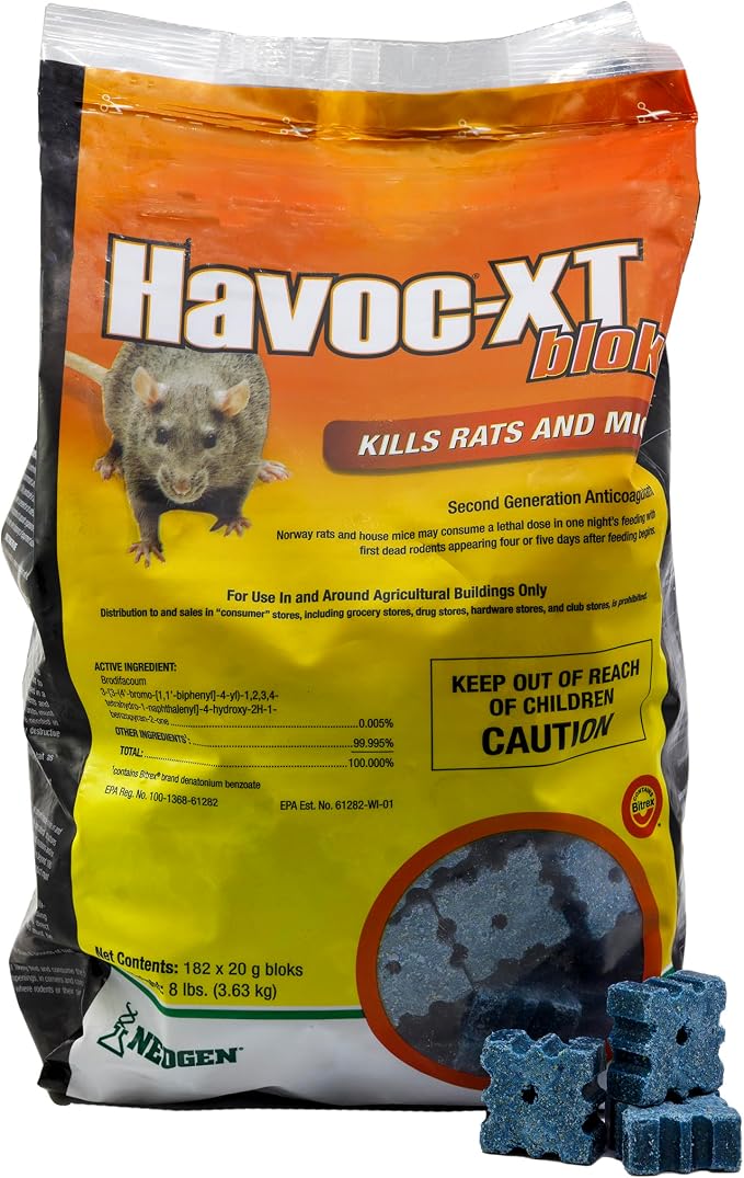 Neogen RODENTICIDE Havoc XT Rat Bait Block Pouch, 8-Pound (00595)