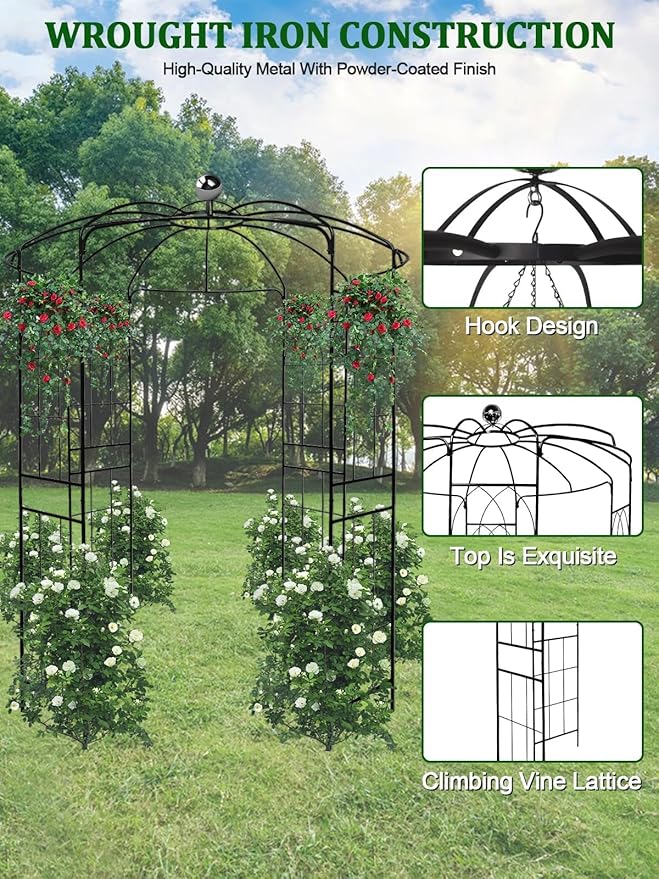 Kalolary Pergola Plant Climbing Trellis Heavy Duty Wedding Arbor Metal Gazebo Garden Arch for Outdoor Arbor Climbing Plants Backyard Patio Wedding Ceremony