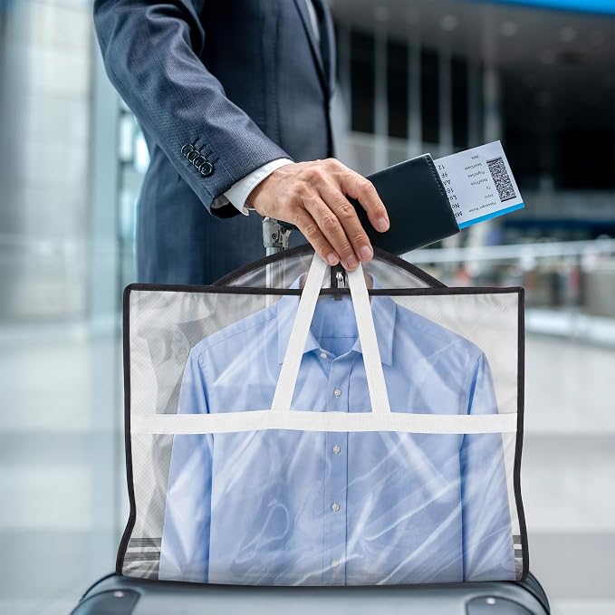 Lazebox 43" Travel Garment Bag with Accessories Zipper Pocket, Heavy Duty Suit Bag for Suits, Tuxedos, Dresses, Coats