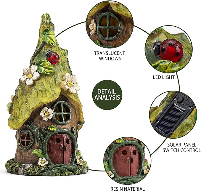 AIINY Garden Decor Outdoor Solar Statues, 9.4Inch Resin Fairy Garden Solar Lights Birthday Gifts for Women Yard Decorations, Gardening Gifts for Patio, Balcony, Porch Decor