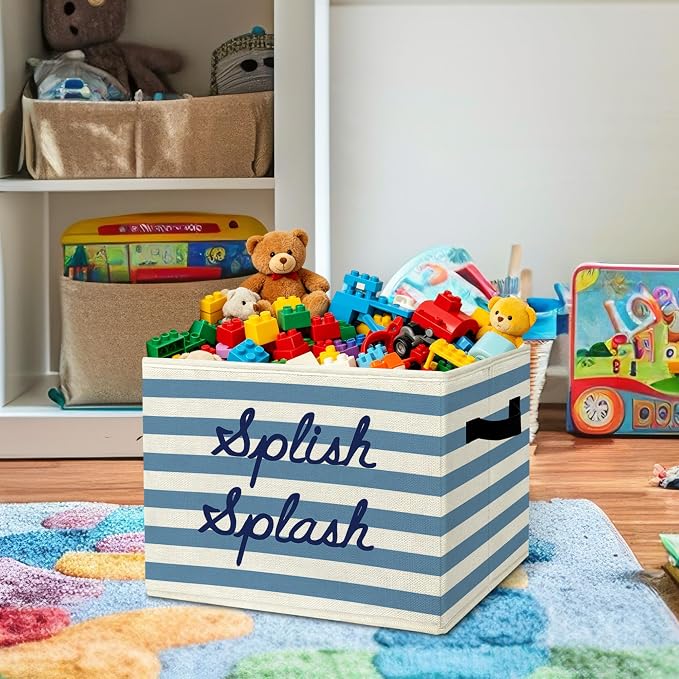 Boho Bath Time Affirmation Storage Bins Box with Handles Organizer Basket