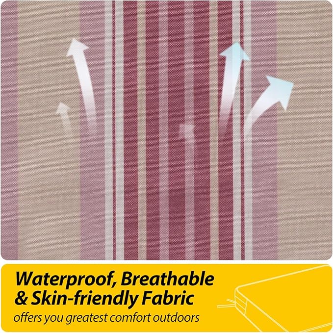 AAAAAcessories Outdoor Seat Cushions for Chairs, Waterproof, Fade-Resistant, 20" x 20" x 3", Patio Furniture Replacement Cushions, Set of 2, Dusty Rose Garden Stripe