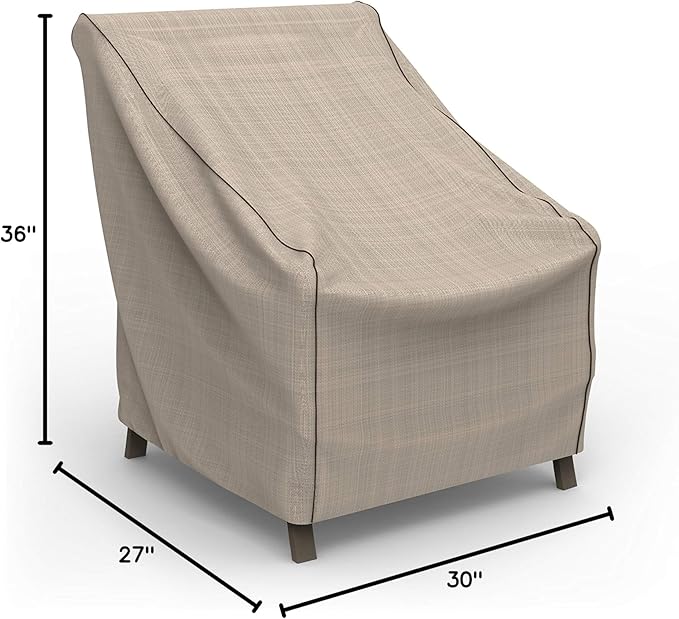Budge P1A03PM1-2PK English Garden Patio Chair Cover, Heavy Duty and Waterproof, Small, Tan Tweed