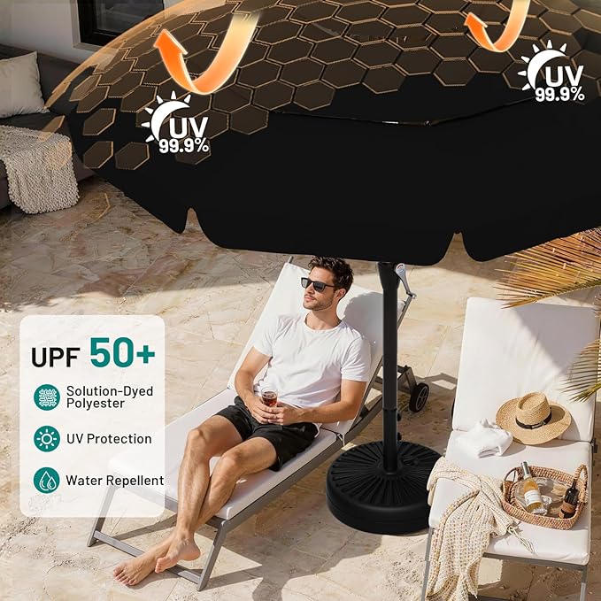 AreShark 12FT 3-Tiers Patio Umbrella with Valance, Outdoor with Crank, Large Outdoor Market Umbrellas Vented with 8 Sturdy Ribs, Patio Table Umbrellas for Garden, Deck, Backyard, Pool, Black