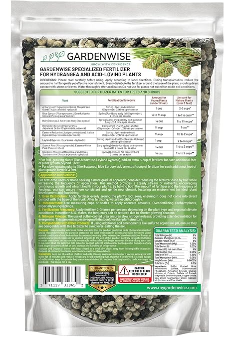 GARDENWISE Evergreen Fertilizer – All-Purpose Granular Plant Food for Outdoor Trees and Shrubs, Azaleas, Magnolias, Pines & Arborvitae – Slow-Release Formula (2 quarts)