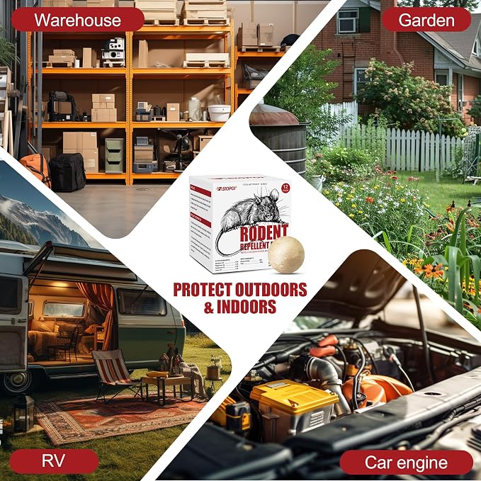 Mouse Rodent Repellent, Peppermint Oil Mice Repellent for Squirrel Rats | Natural Deterrent for Kitchen, Warehouse, Car, Indoor, Outdoor Safe for Pets & Family