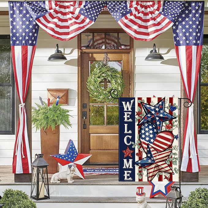AVOIN colorlife Patriotic 4th of July Garden Flag 12x18 Inch Double Sided Outside, Memorial Day Welcome American Stars and Stripes Yard Outdoor Decoration