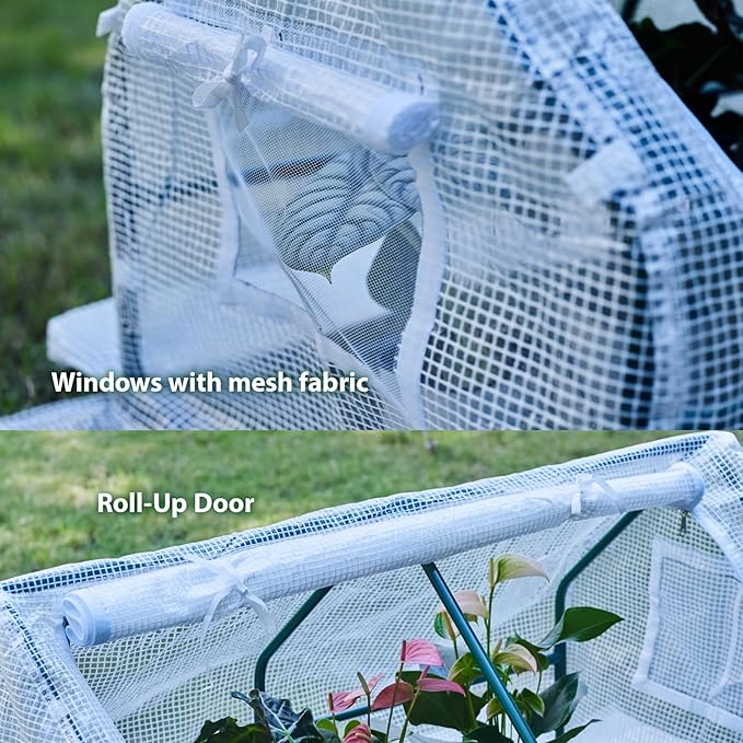 47.2" L × 23.6" W × 23.6" H Mini Greenhouse for Indoor Outdoor,Portable Mini Greenhouse, Heavy-Duty PE Plant Cover Tent , Tabletop Greenhouse for Small Plants, Seedling Humidity Dome White