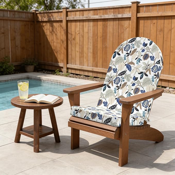 Outdoor Foam Adirondack Cushion, Water Repellent Foam Cushion for Adirondack Chairs Patio Furniture, 44 x 19 Inch, Breeze Leaves Beige