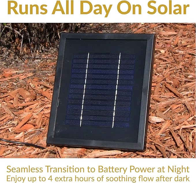 Sunnydaze 35" Solar 2-Tier Outdoor Water Fountain - Garden Water Feature with Battery Backup and Pump - Black