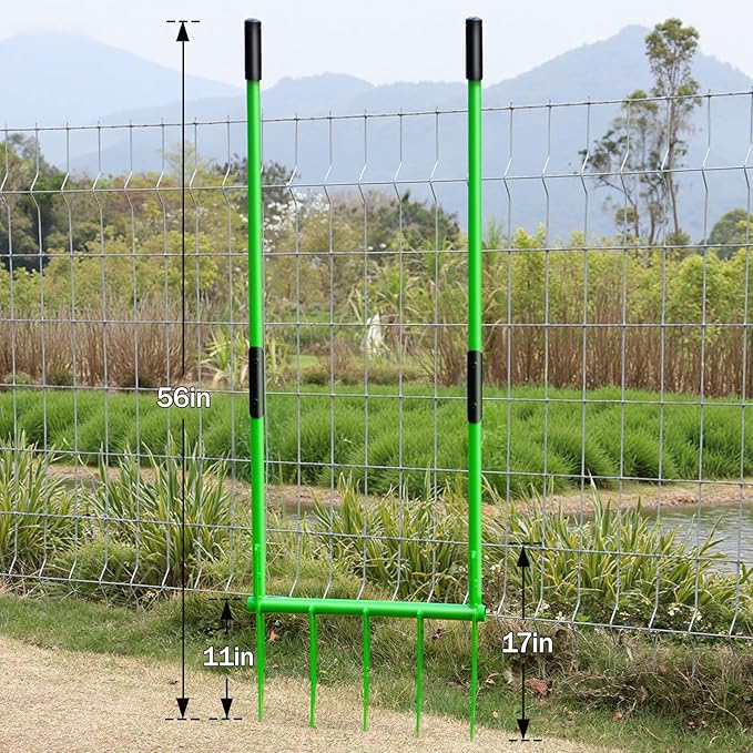 56'' Heavy Duty Broadfork for All the Soils, Unbreakable Pitchfork, 5 Sharp Cambered 11'' Tines Bord Fork Garden Tool, Ergonomic Handles, Good Package, Easy Assembly, Cultivator & Tiller，Green.