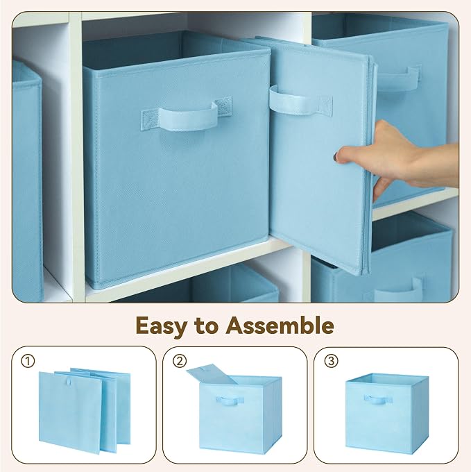 GRANNY SAYS 11x11 Cube Storage Bins, 6-Pack Storage Cubes, Light Blue